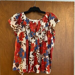 Maurices Red and Blue Floral Blouse